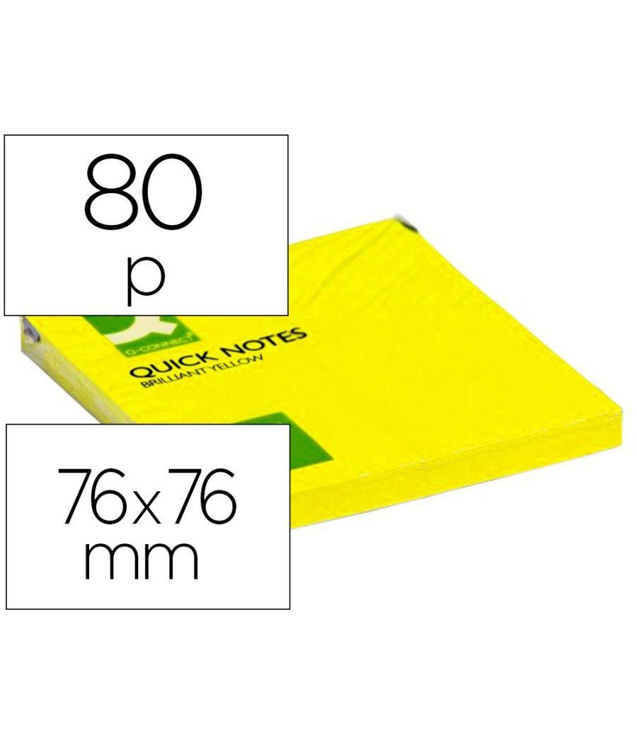 Bloc de notas adhesivas quita y pon q-connect 76x76 mm amarillo neon 80 hojas PACK 6 UNIDADES - Imagen 2