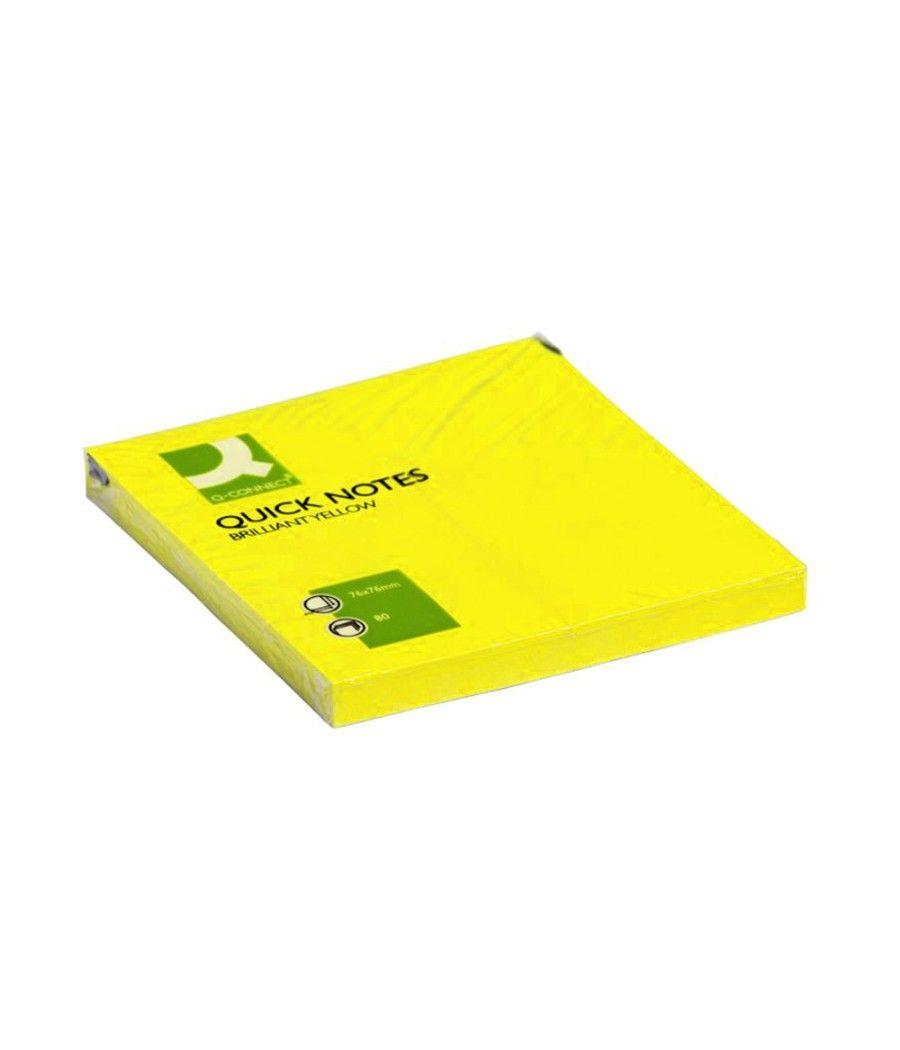 Bloc de notas adhesivas quita y pon q-connect 76x76 mm amarillo neon 80 hojas PACK 6 UNIDADES - Imagen 3