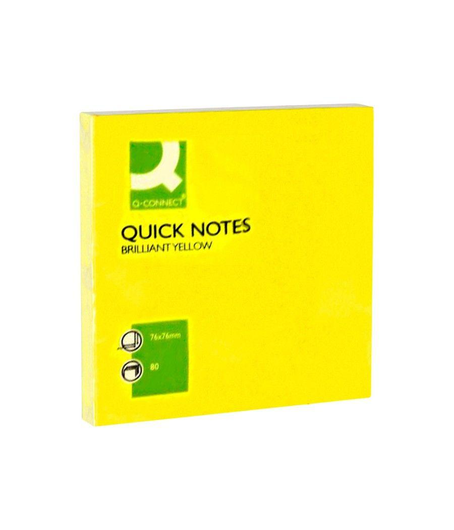 Bloc de notas adhesivas quita y pon q-connect 76x76 mm amarillo neon 80 hojas PACK 6 UNIDADES - Imagen 4