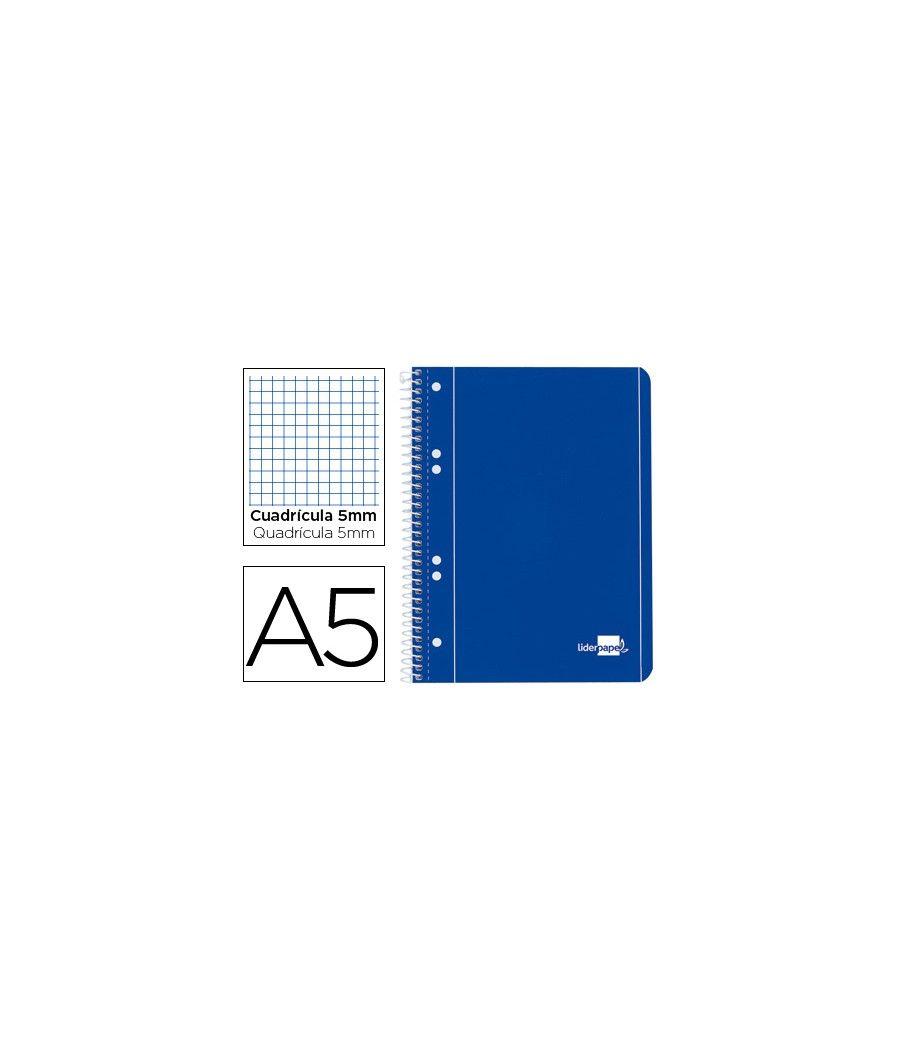 Cuaderno espiral liderpapel a5 micro serie azul tapa blanda 80h 75 gr cuadro5mm 6 taladros azul PACK 5 UNIDADES - Imagen 2