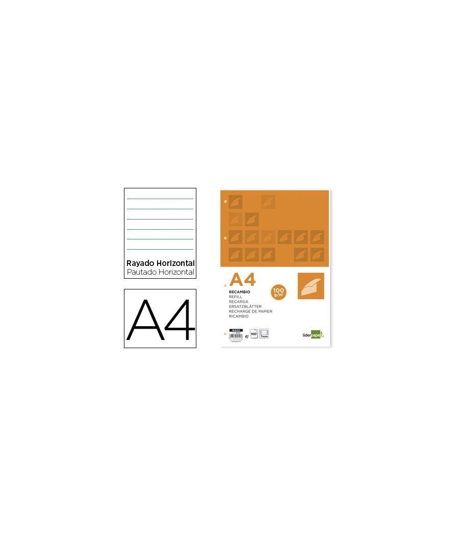 Recambio liderpapel a4 100 hojas 100g/m2 horizontal con ddoble margen 4 taladros - Imagen 2