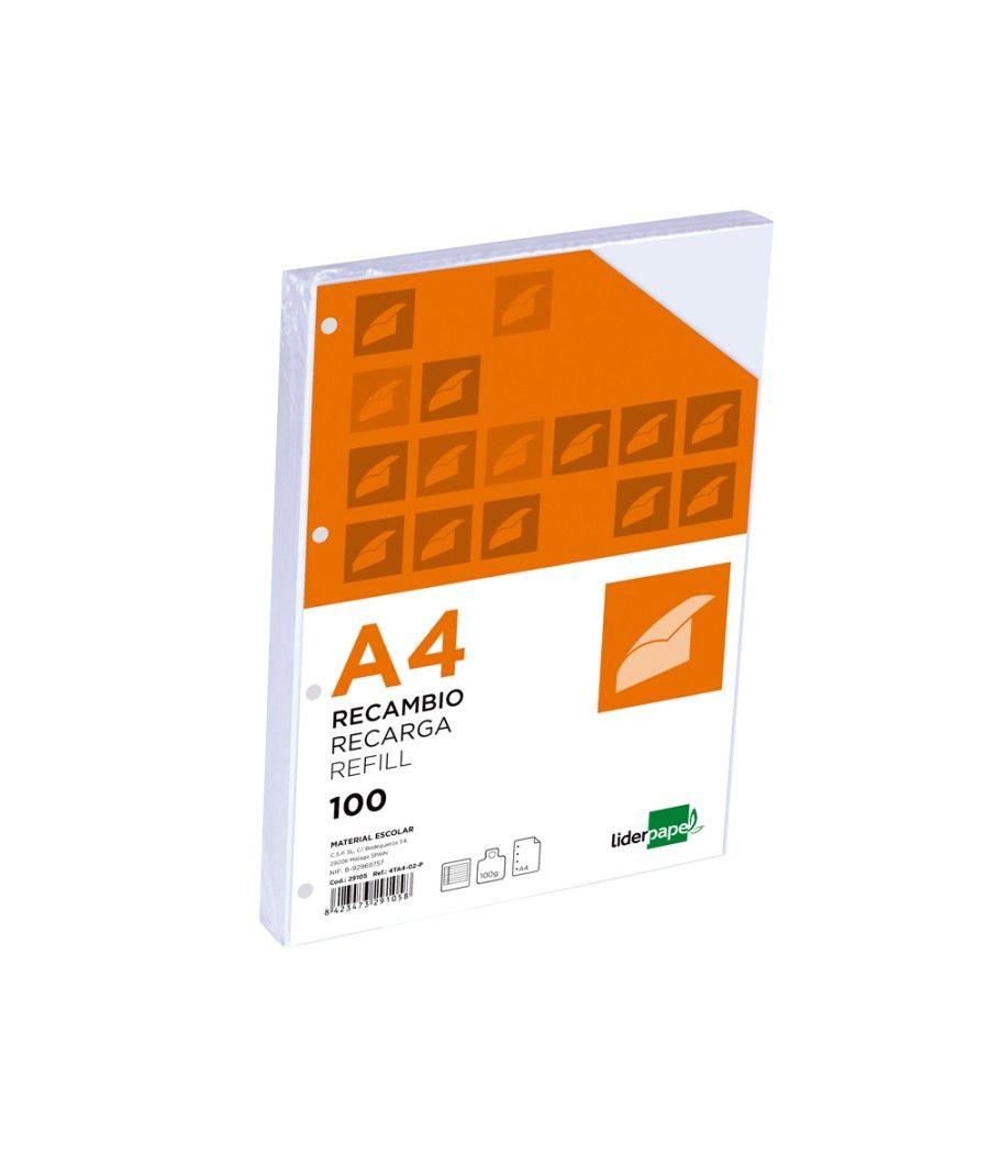 Recambio liderpapel a4 100 hojas 100g/m2 horizontal con ddoble margen 4 taladros - Imagen 3