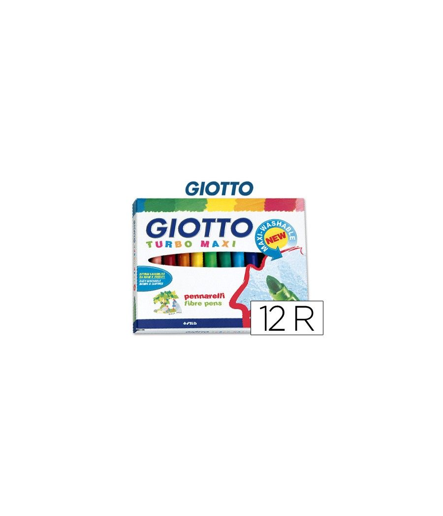 Rotulador giotto turbo-maxi caja de 12 colores lavables con punta bloqueada PACK 5 UNIDADES - Imagen 2