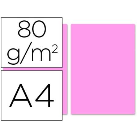 Papel color liderpapel a4 80g/m2 rosa paquete de 100
