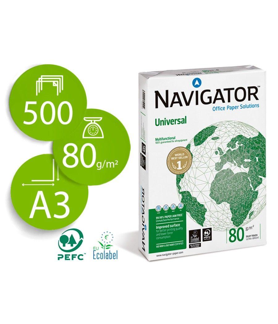 Papel fotocopiadora navigator din a3 80 gramos papel multiuso ink-jet y láserpaquete de 500 hojas - Imagen 2