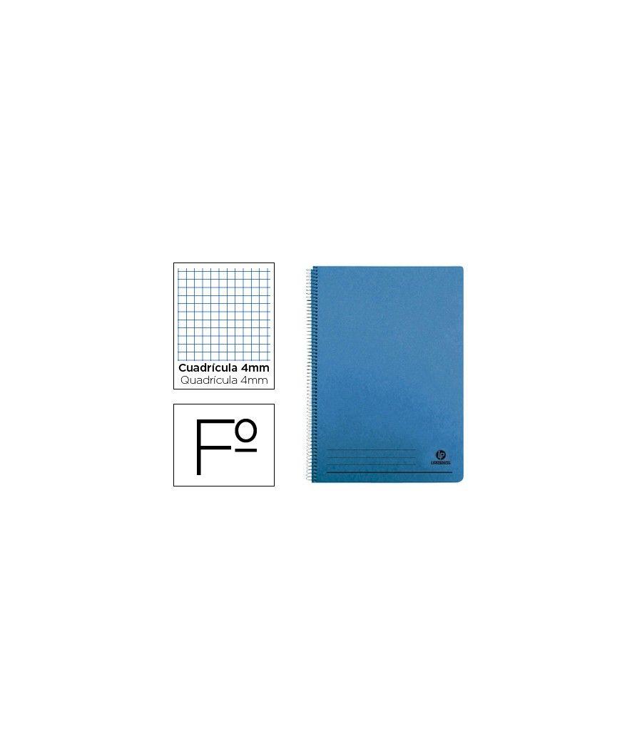 Cuaderno espiral liderpapel folio 100h cuadro 4mm tapa azul con margen 70 gr PACK 5 UNIDADES - Imagen 2