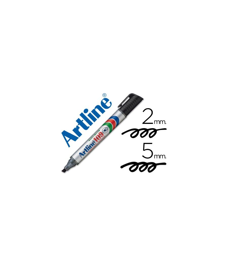 Rotulador artline marcador permanente 109 negro -punta biselada PACK 12 UNIDADES - Imagen 2