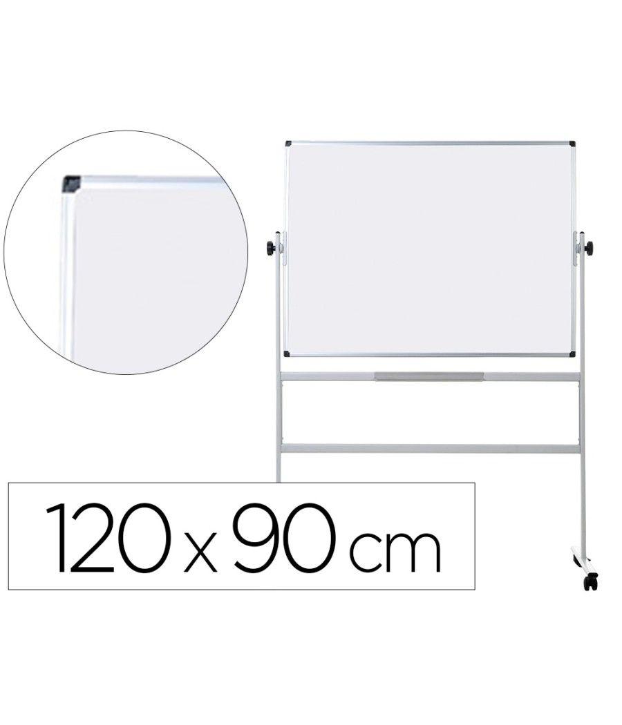 Pizarra blanca q-connect doble cara melamina marco de aluminio 120x90 cm giratoria - Imagen 2