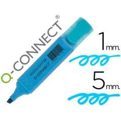 Rotulador q-connect fluorescente azul punta biselada PACK 10 UNIDADES