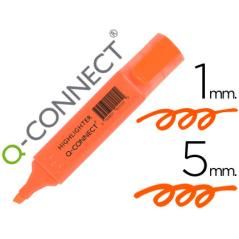 Rotulador q-connect fluorescente naranja punta biselada PACK 10 UNIDADES