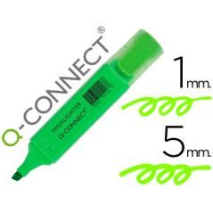 Rotulador q-connect fluorescente verde punta biselada PACK 10 UNIDADES