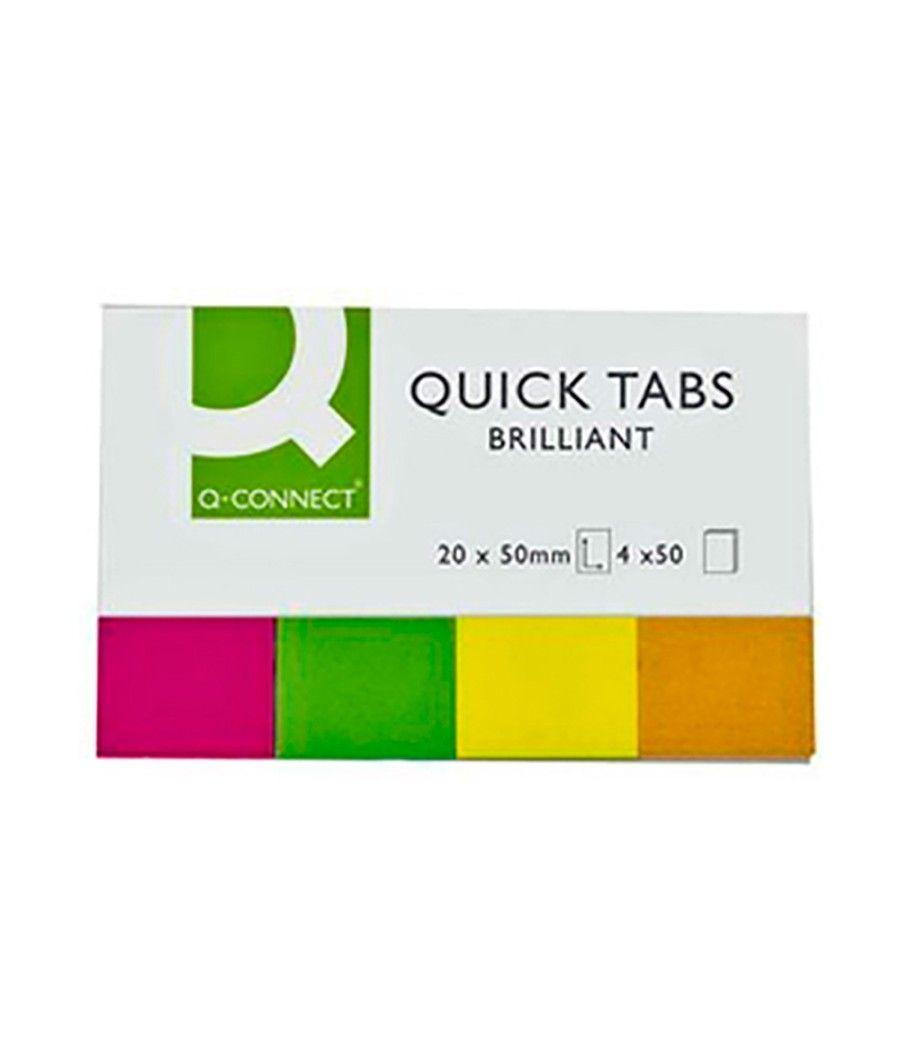 Banderitas separadoras q-connect 20x50 mm fluorescente pack de 4 con 50 hojas PACK 10 UNIDADES - Imagen 3