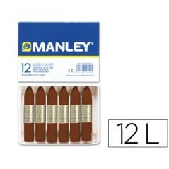 Lápices cera manley unicolor pardo n.29 caja de 12 unidades - Imagen 2