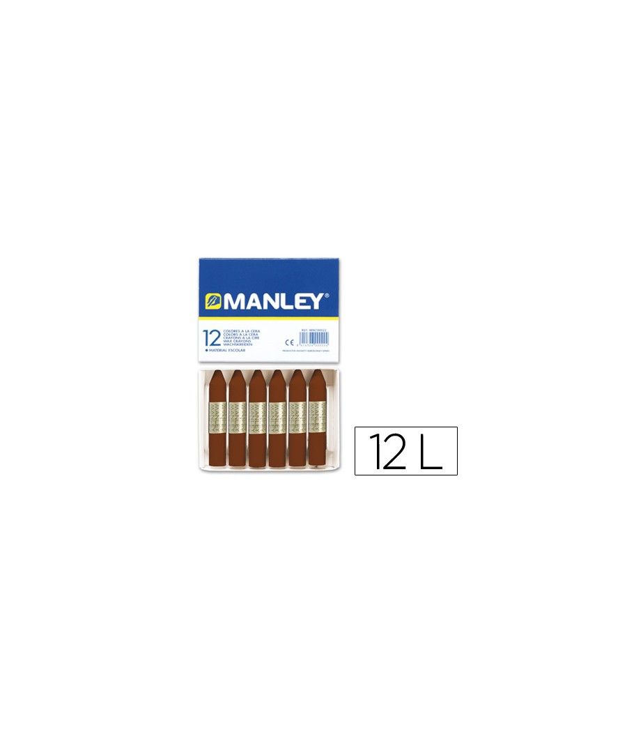 Lápices cera manley unicolor pardo n.29 caja de 12 unidades - Imagen 2
