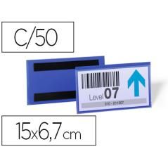 Funda durable magnética 150x67 mm plástico azul ventana transparente pack de 50 unidades - Imagen 1