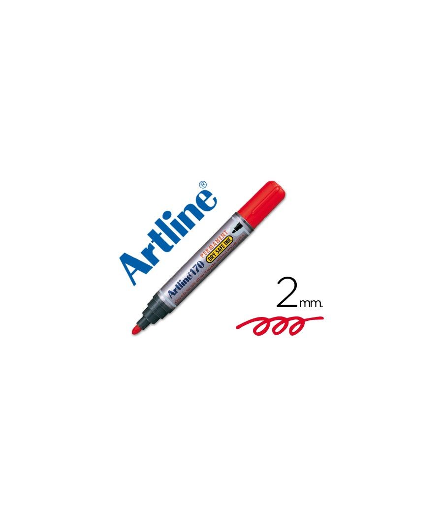 Rotulador artline marcador permanente 170 rojo -punta redonda 2 mm -antisecado PACK 12 UNIDADES - Imagen 2