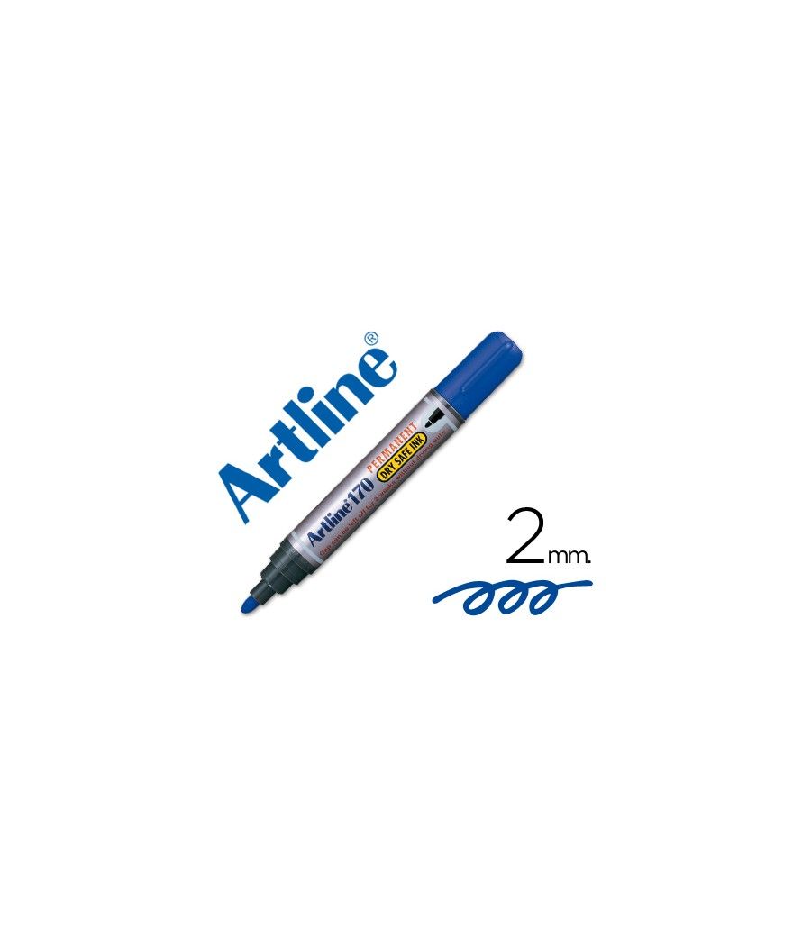 Rotulador artline marcador permanente 170 azul -punta redonda 2mm -antisecado PACK 12 UNIDADES - Imagen 2