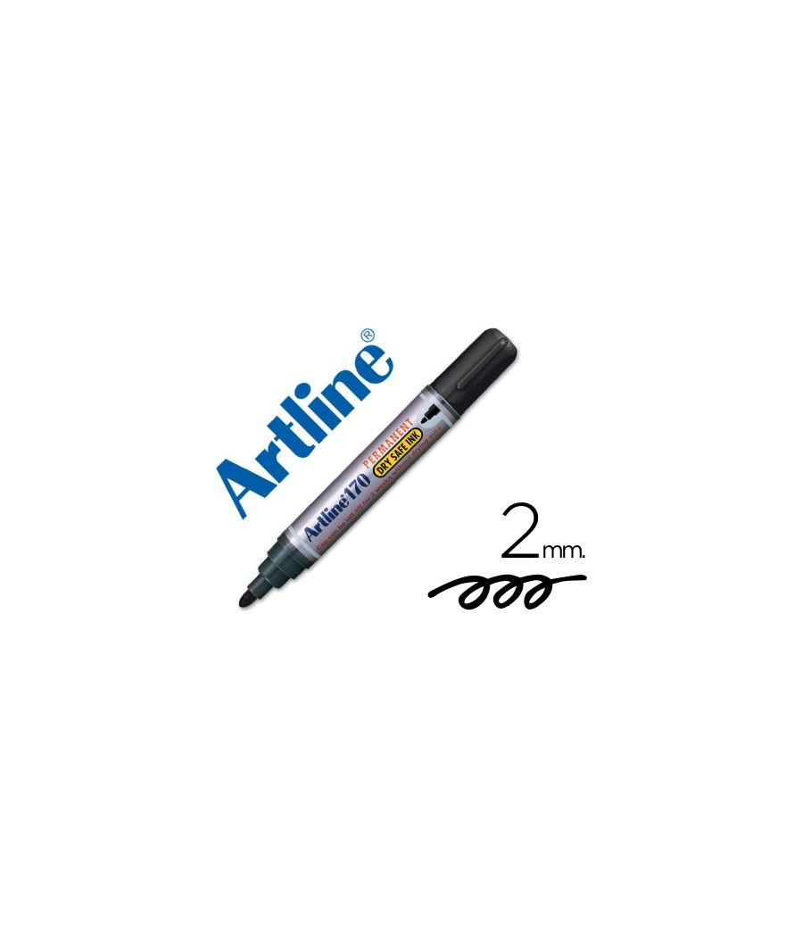 Rotulador artline marcador permanente 170 negro -punta redonda 2 mm -antisecado PACK 12 UNIDADES - Imagen 2