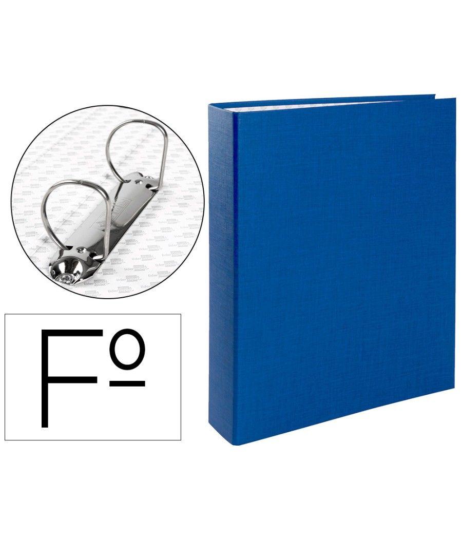 Carpeta de 2 anillas 40mm mixtas liderpapel folio cartón forrado paper coat plástico azul - Imagen 2