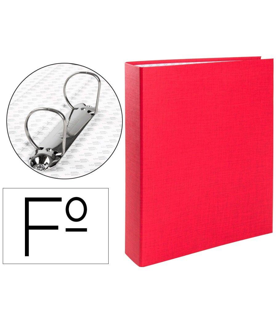 Carpeta de 2 anillas 40mm mixtas liderpapel folio cartón forrado paper coat plástico roja - Imagen 2