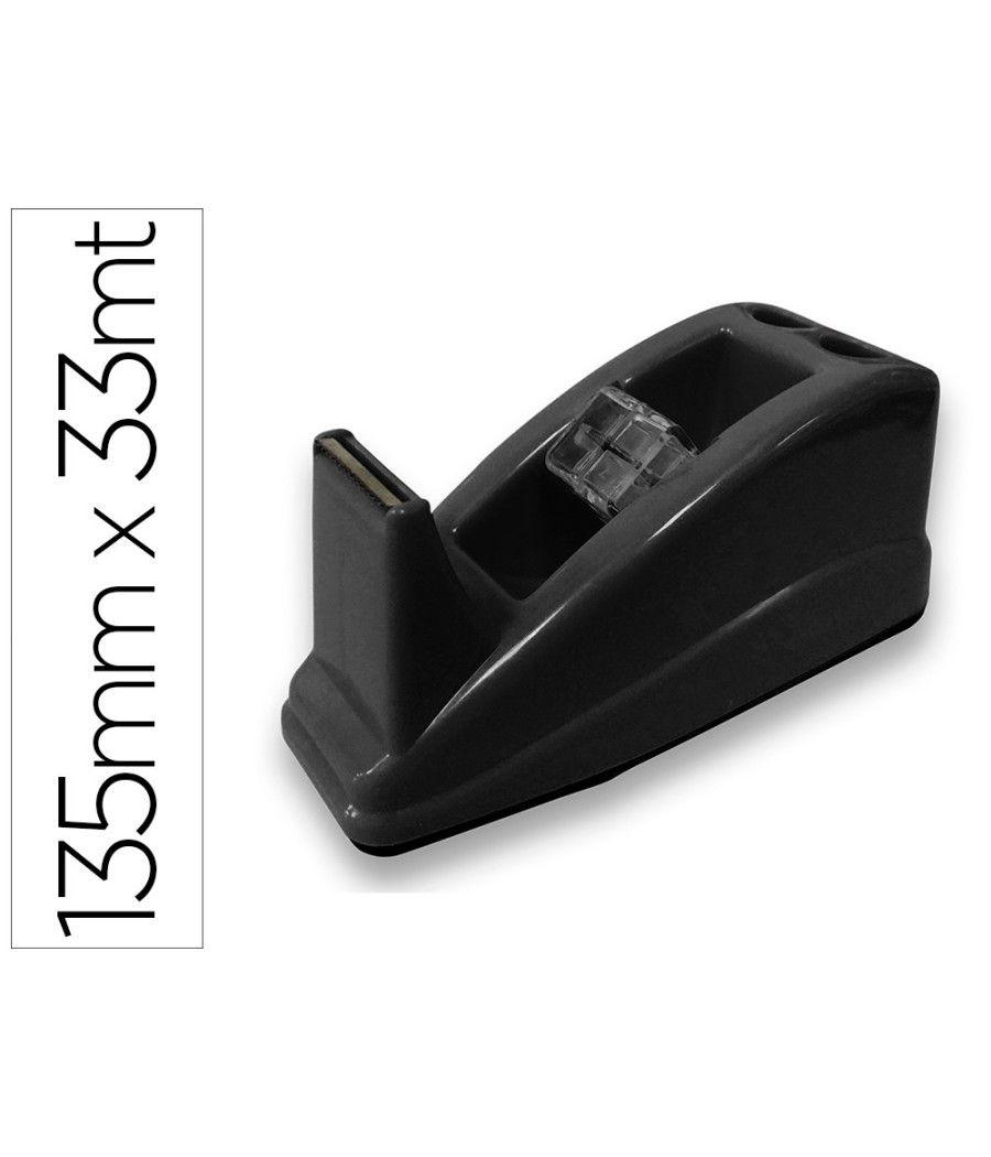 Portarrollo sobremesa q-connect plástico para cinta de 33 mt color negro 135x58x60 mm - Imagen 1