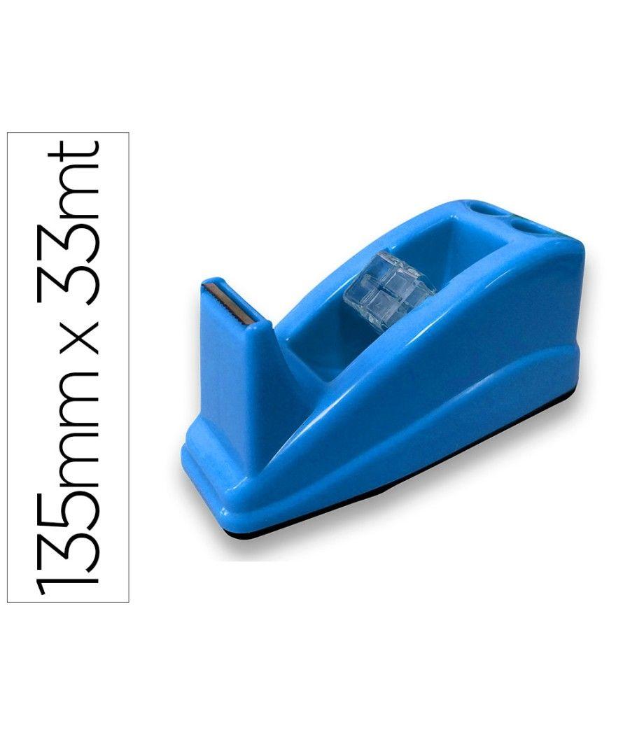 Portarrollo sobremesa q-connect plástico para cinta de 33 mt color azul 135x58x60 mm - Imagen 1