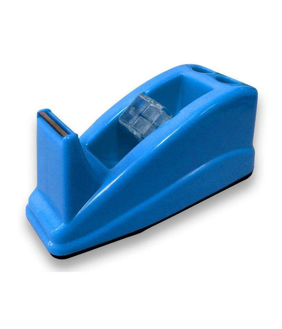 Portarrollo sobremesa q-connect plástico para cinta de 33 mt color azul 135x58x60 mm - Imagen 2
