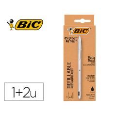 Bolígrafo bic cristal renew tinta negra pack de 1 unidad + 2 recambios - Imagen 1