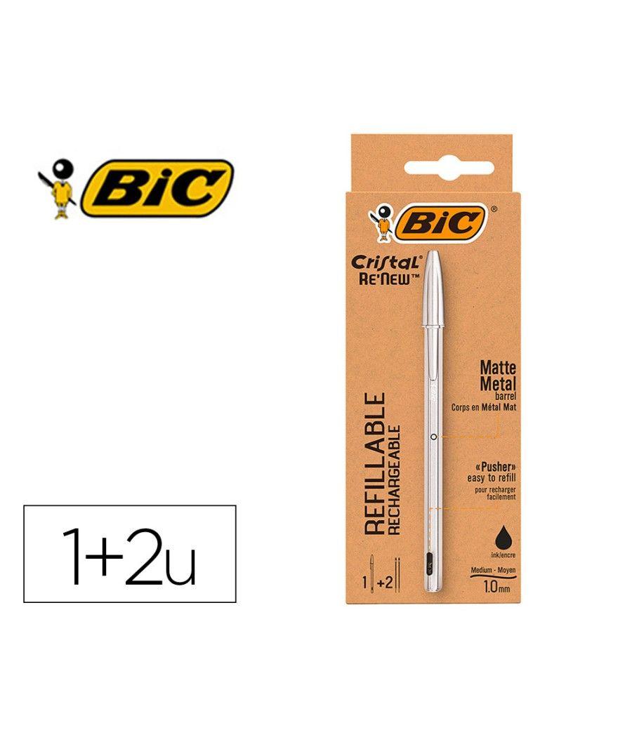 Bolígrafo bic cristal renew tinta negra pack de 1 unidad + 2 recambios - Imagen 1