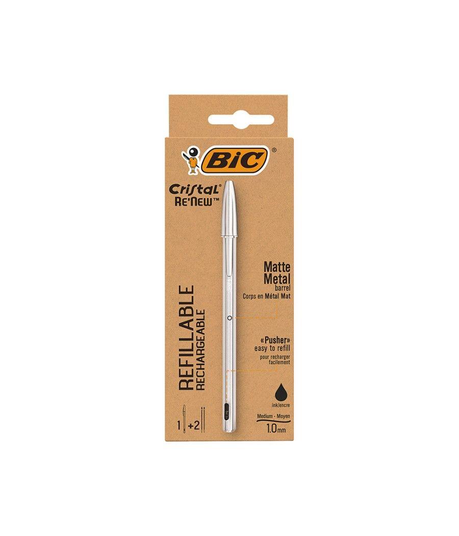 Bolígrafo bic cristal renew tinta negra pack de 1 unidad + 2 recambios - Imagen 2