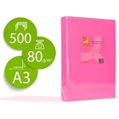 Papel color q-connect din a3 80gr rosa intenso paquete de 500 hojas - Imagen 1