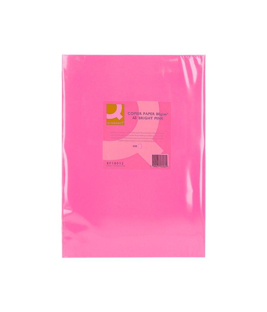 Papel color q-connect din a3 80gr rosa intenso paquete de 500 hojas - Imagen 2