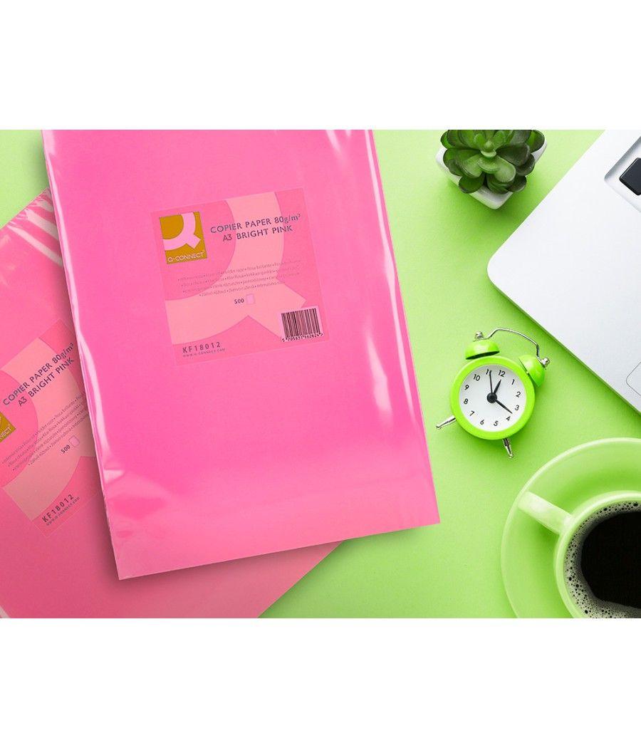 Papel color q-connect din a3 80gr rosa intenso paquete de 500 hojas - Imagen 6