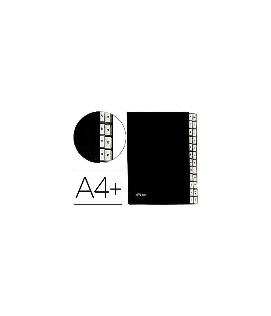 Carpeta clasificadora fuelle pardo cartón compacto folio 24 departamentos visor doble personalizables color negro - Imagen 1