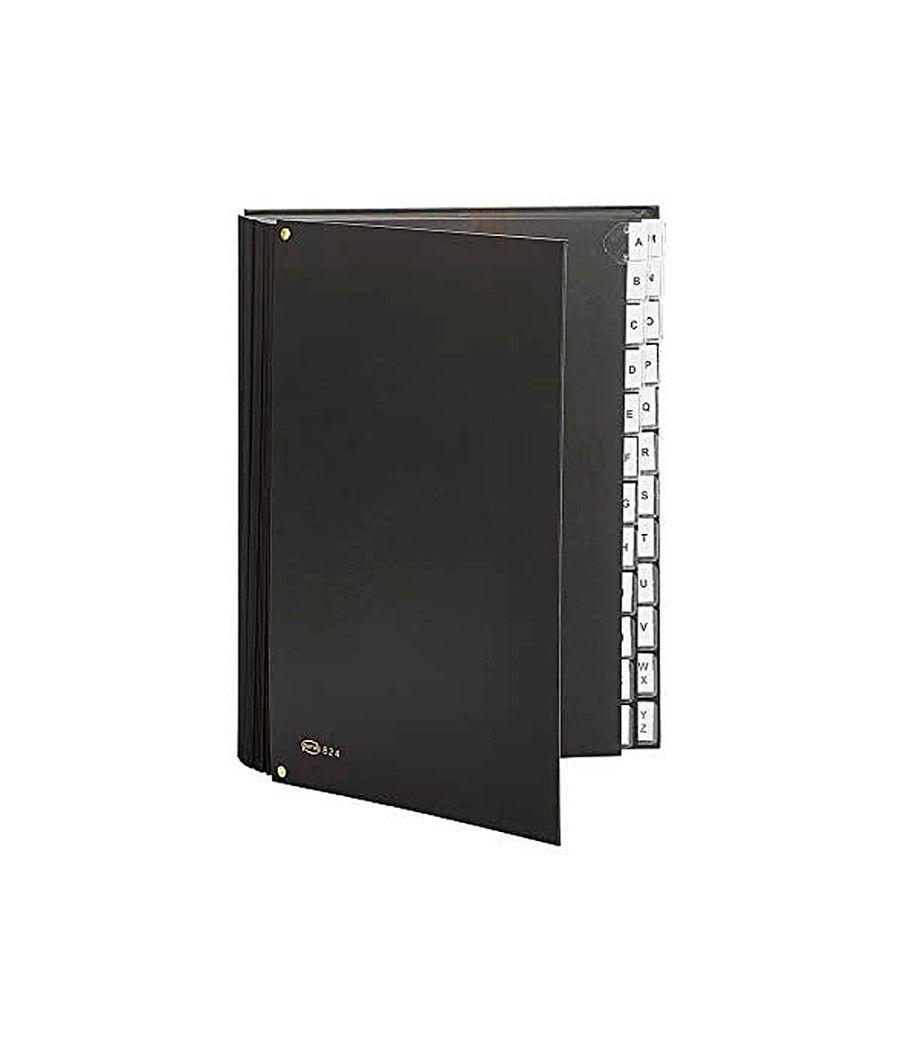 Carpeta clasificadora fuelle pardo cartón compacto folio 24 departamentos visor doble personalizables color negro - Imagen 2