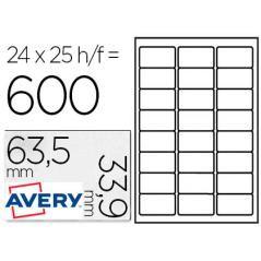 Etiqueta adhesiva avery para congelador blanca 63,5x33,9 mm ink-jet láser y fotocopiadora pack de 600 - Imagen 1