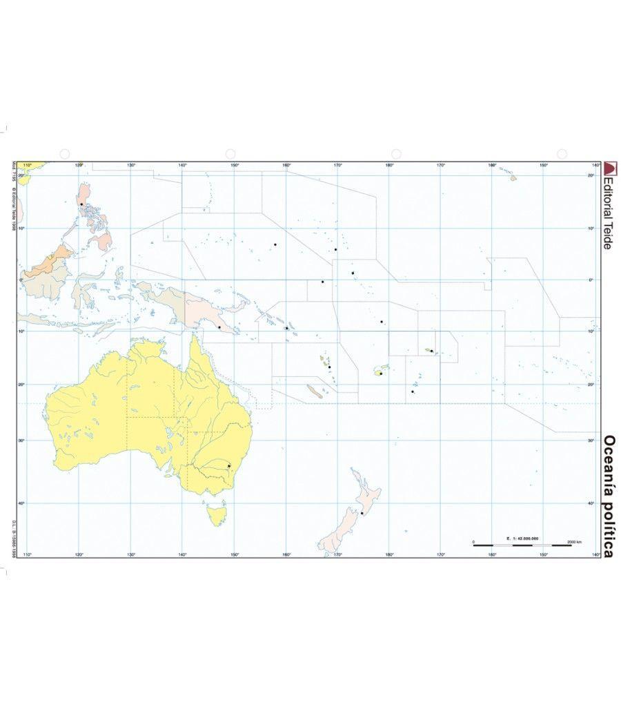 Mapa mudo color din a4 oceania -politico PACK 100 UNIDADES - Imagen 2