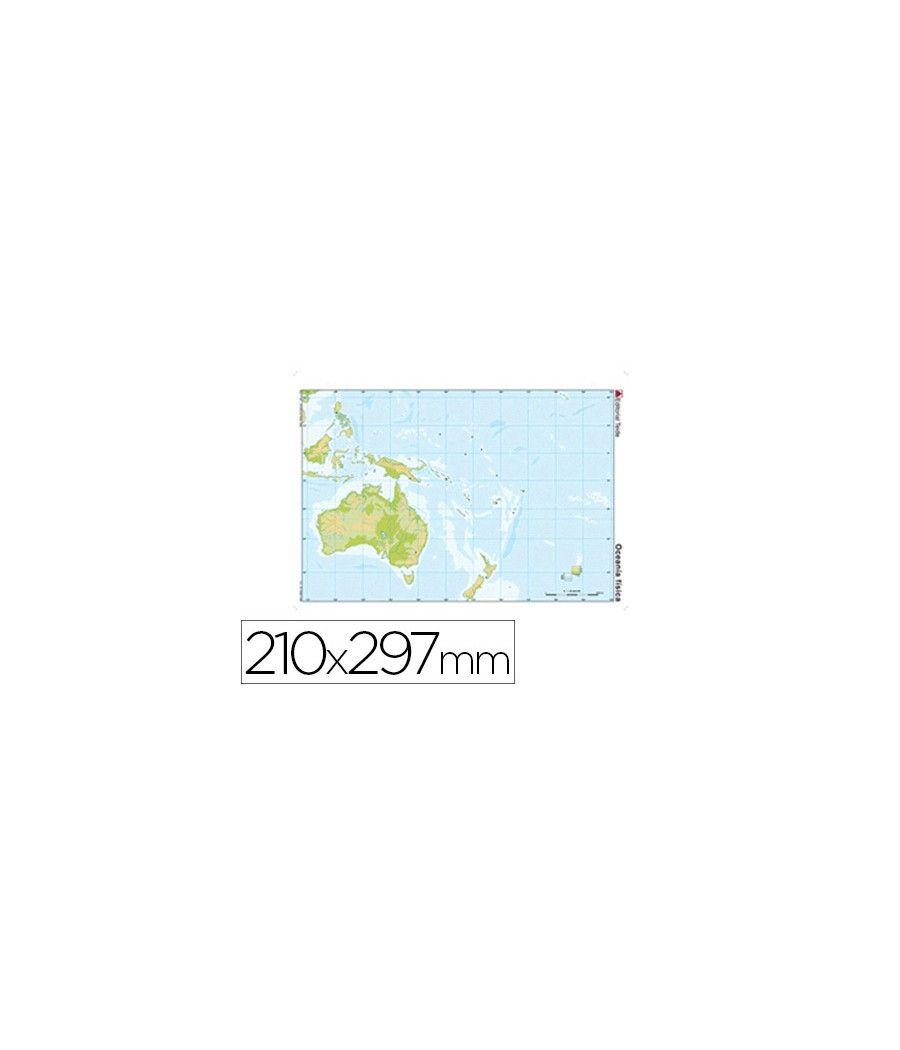 Mapa mudo color din a4 oceania -fisico PACK 100 UNIDADES - Imagen 1