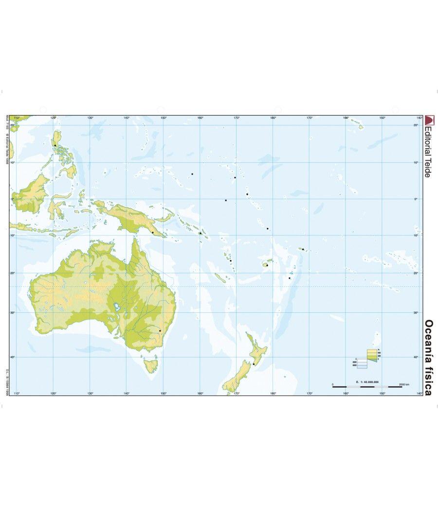 Mapa Mudo Color Din A4 Oceania Fisico Pack 100 Unidades 24599 5729