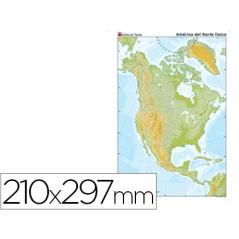 Mapa mudo color din a4 america norte fisico PACK 100 UNIDADES - Imagen 1