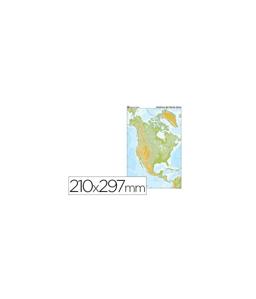 Mapa mudo color din a4 america norte fisico PACK 100 UNIDADES - Imagen 1