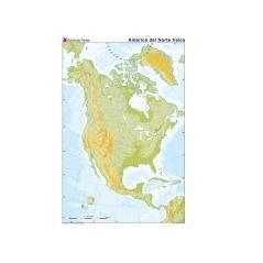 Mapa mudo color din a4 america norte fisico PACK 100 UNIDADES - Imagen 2