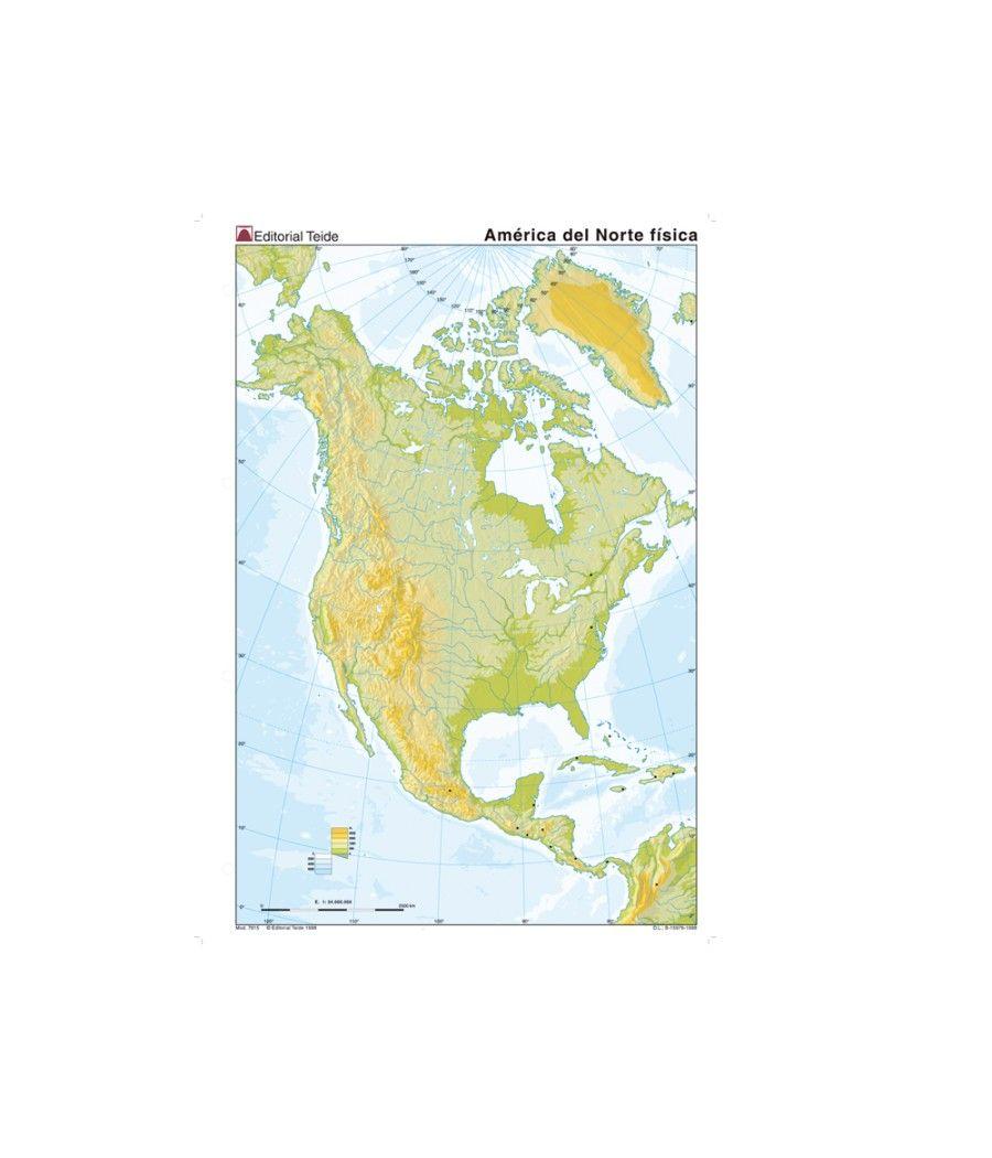 Mapa mudo color din a4 america norte fisico PACK 100 UNIDADES - Imagen 2