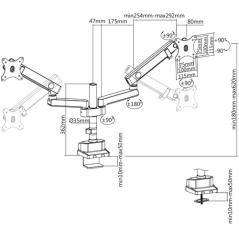 V7 Soporte para monitores con ajuste manual profesional doble - Imagen 6