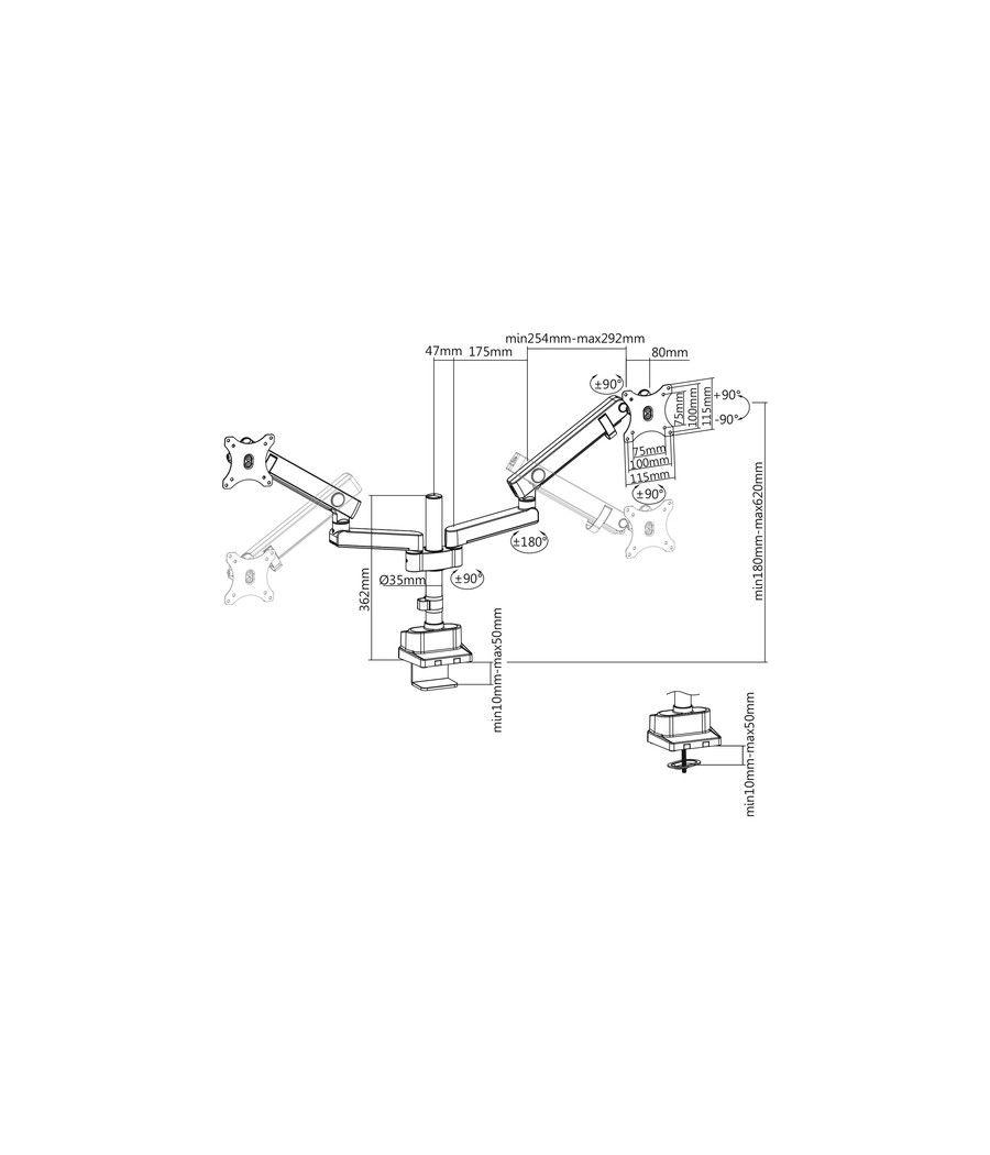 V7 Soporte para monitores con ajuste manual profesional doble - Imagen 6