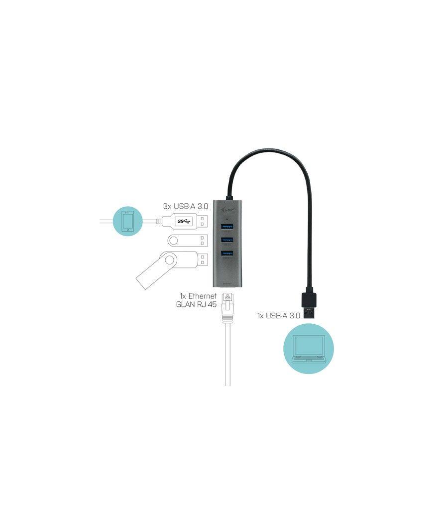 i-tec Metal USB 3.0 HUB 3 Port + Gigabit Ethernet Adapter - Imagen 4