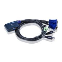 ATEN Switch KVM formato cable VGA/Audio USB de 2 puertos (0,9m) - Imagen 1