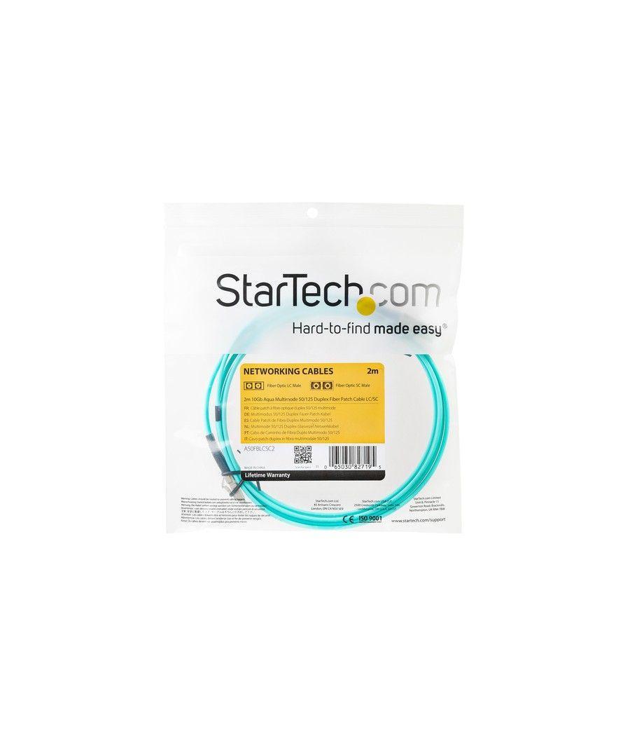 StarTech.com Cable de Fibra Óptica LC a LC de 2m Dúplex Multimodo 50/125 LSZH de 10Gb - Aqua - Imagen 4