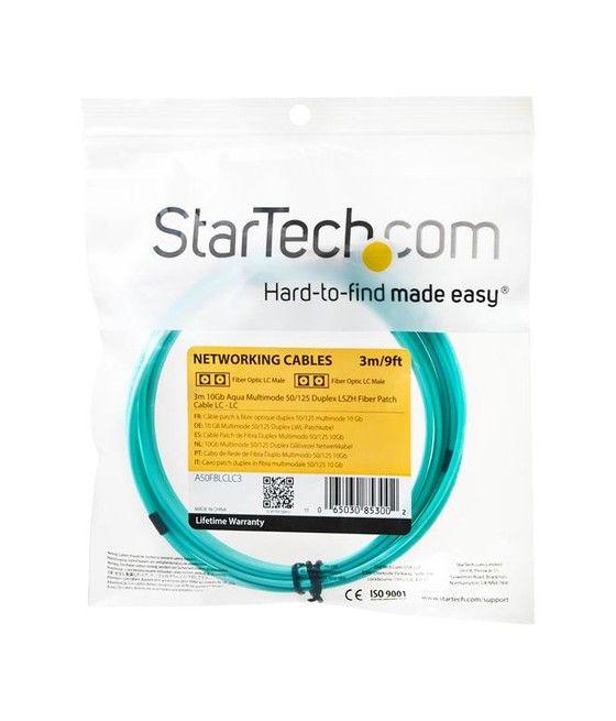 StarTech.com Cable de Red de 2m Multimodo Dúplex Fibra Óptica LC-LC 50/125 Libre de Halógenos- LSZH - Aguamarina - Imagen 4