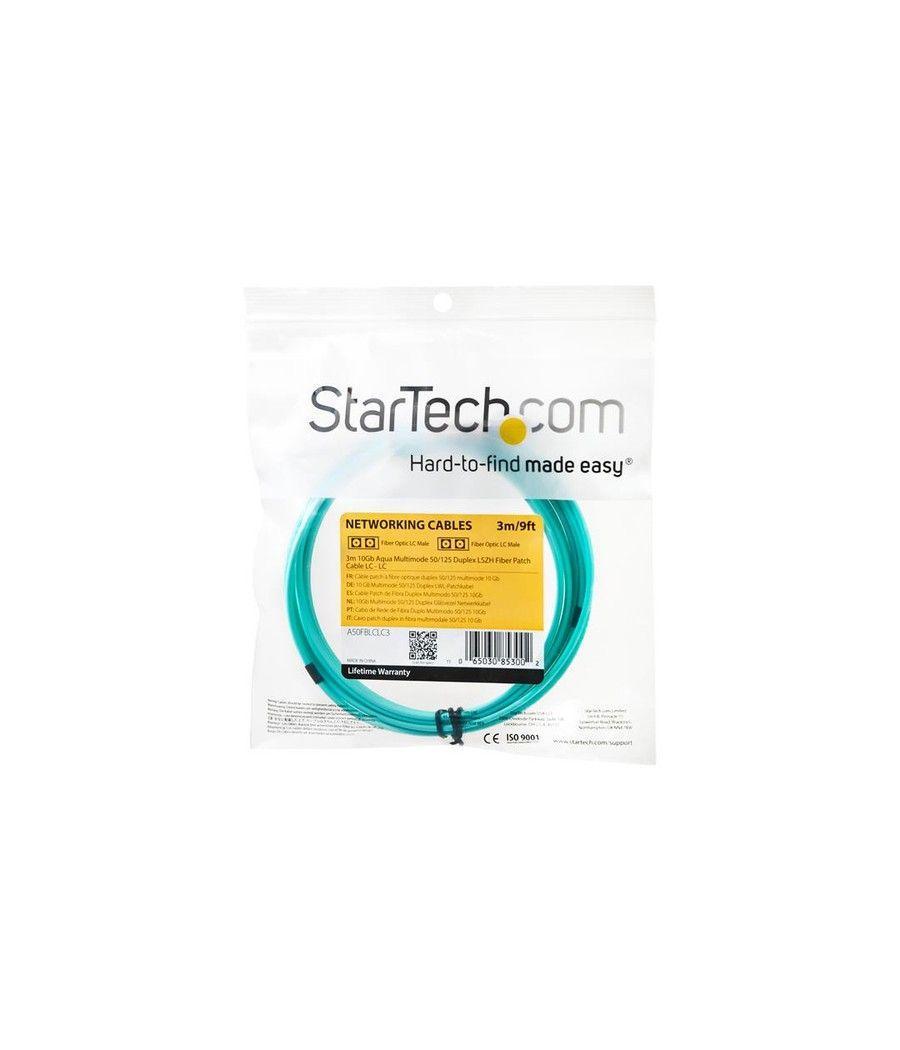 StarTech.com Cable de Red de 2m Multimodo Dúplex Fibra Óptica LC-LC 50/125 Libre de Halógenos- LSZH - Aguamarina - Imagen 4